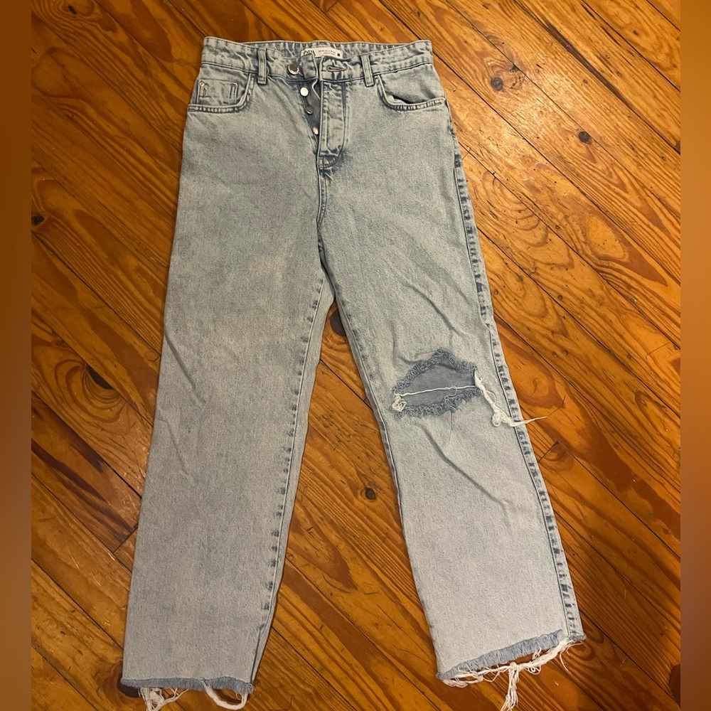 Zara light wash high rise jeans